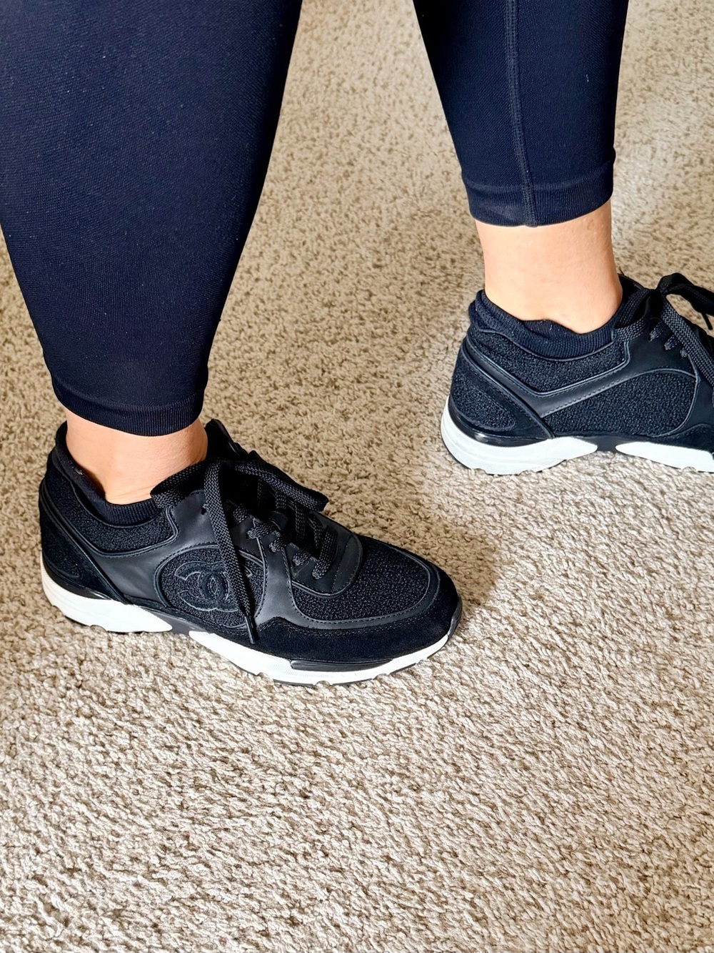 CHANEL Trail Trainer Black and White Women's Sport Sneakers